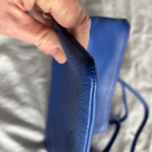 Schaffer Los Angeles royal blue leather clutch with ties and tassels - Picture 7 of 7